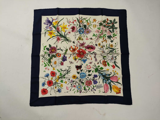 GUCCI Silk Scarf Floral Print Scarf