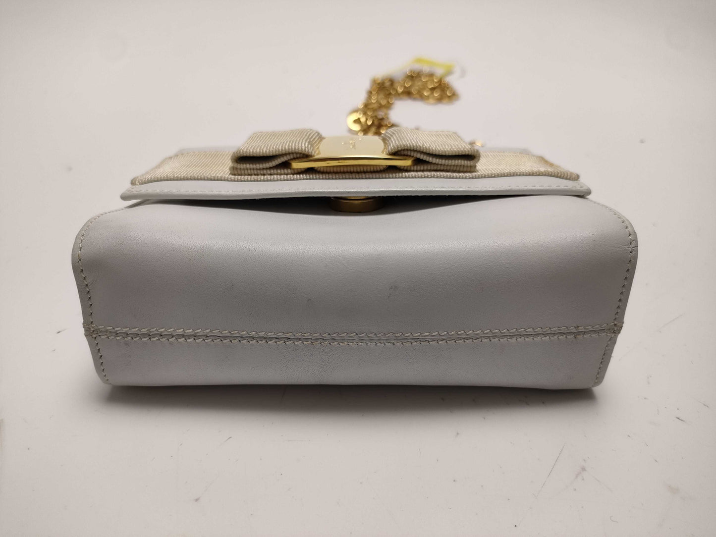 Salvatore Ferragamo Leather Ribbon 2-Way White Shoulder Bag
