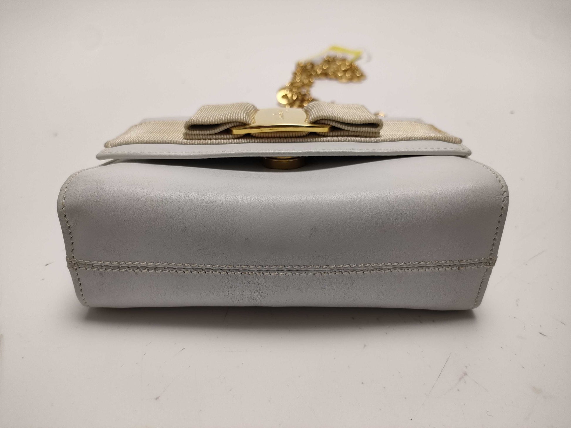 Salvatore Ferragamo Leather Ribbon 2-Way White Shoulder Bag