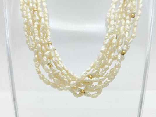 10-strand pearl METAL necklace, 72.3g 