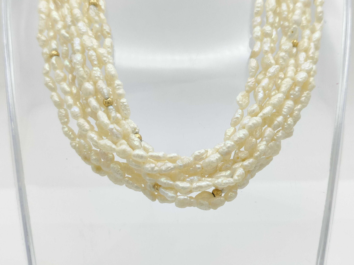 10-strand pearl METAL necklace, 72.3g 