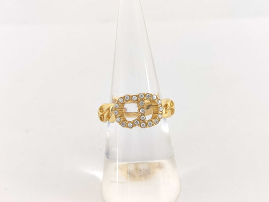 Dior logo rhinestone ring