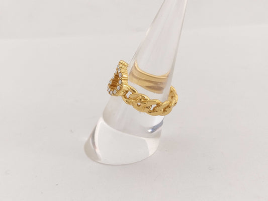 Dior logo rhinestone ring