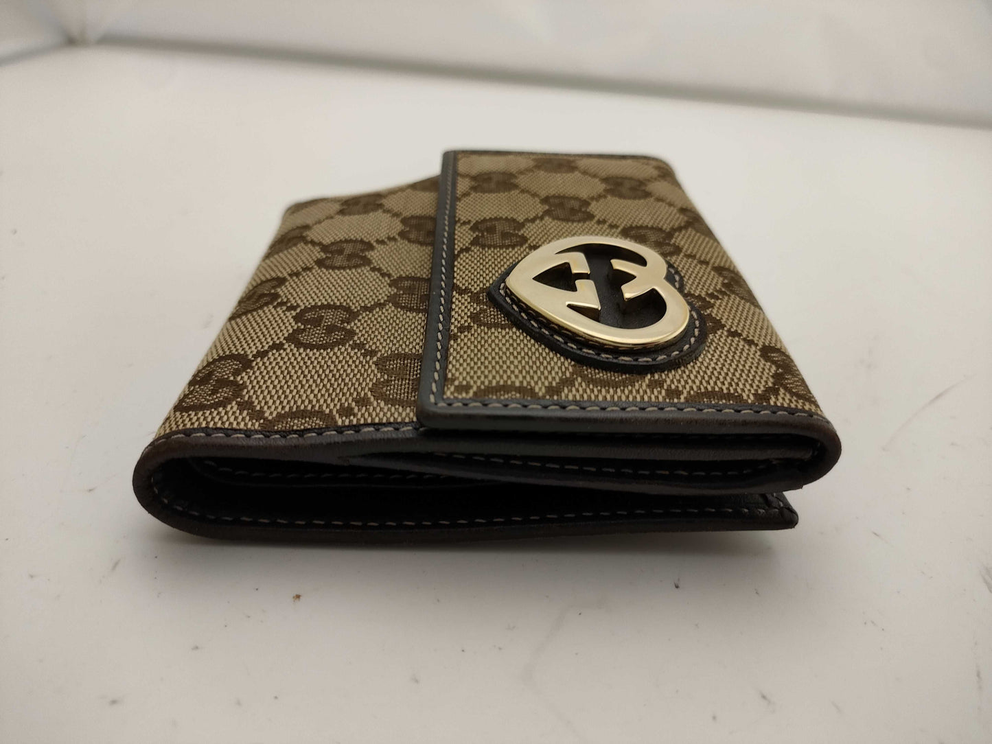 GUCCI GG Canvas Lovely Heart Compact Wallet
