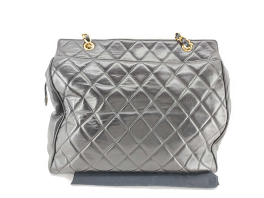 CHANEL Lambskin Chain Tote Bag, Black, Ball Charm, No. 3