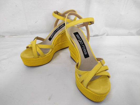 Sergio Rossi wedge sandals, yellow, size 35 1/2
