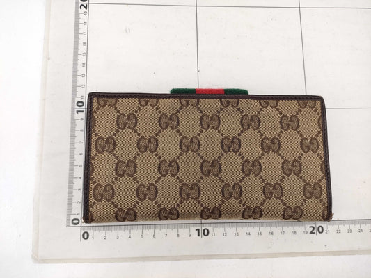GUCCI GG Canvas Sherry Line Bifold Long Wallet 181668 Wallet