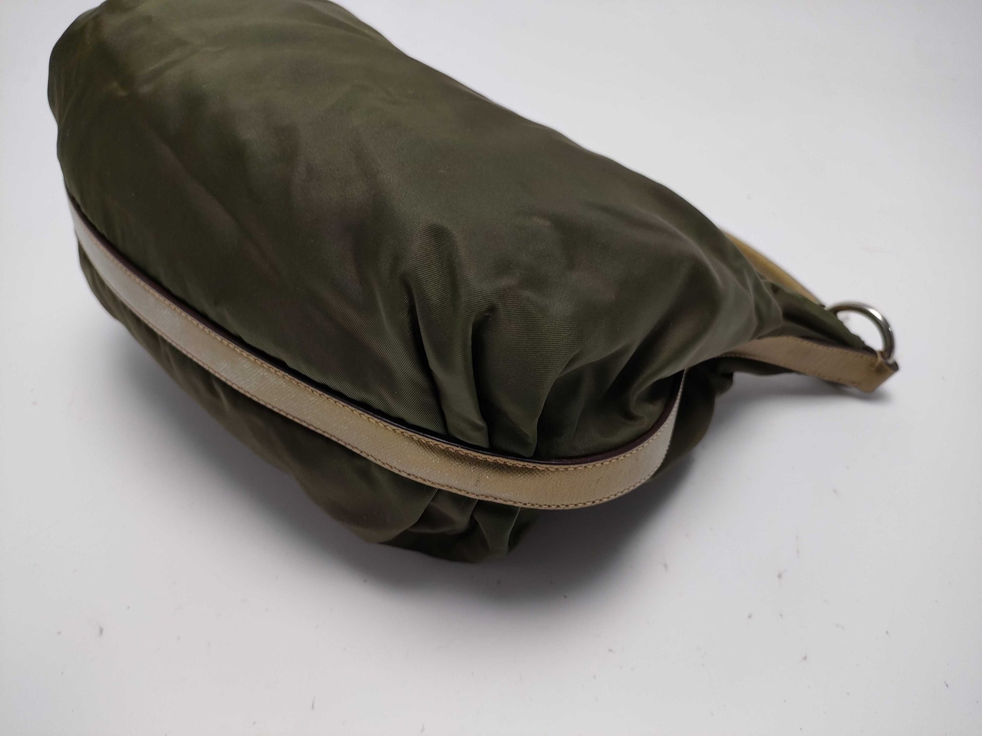 PRADA Nylon One-Shoulder Khaki Shoulder Bag