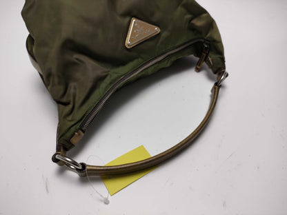 PRADA Nylon One-Shoulder Khaki Shoulder Bag