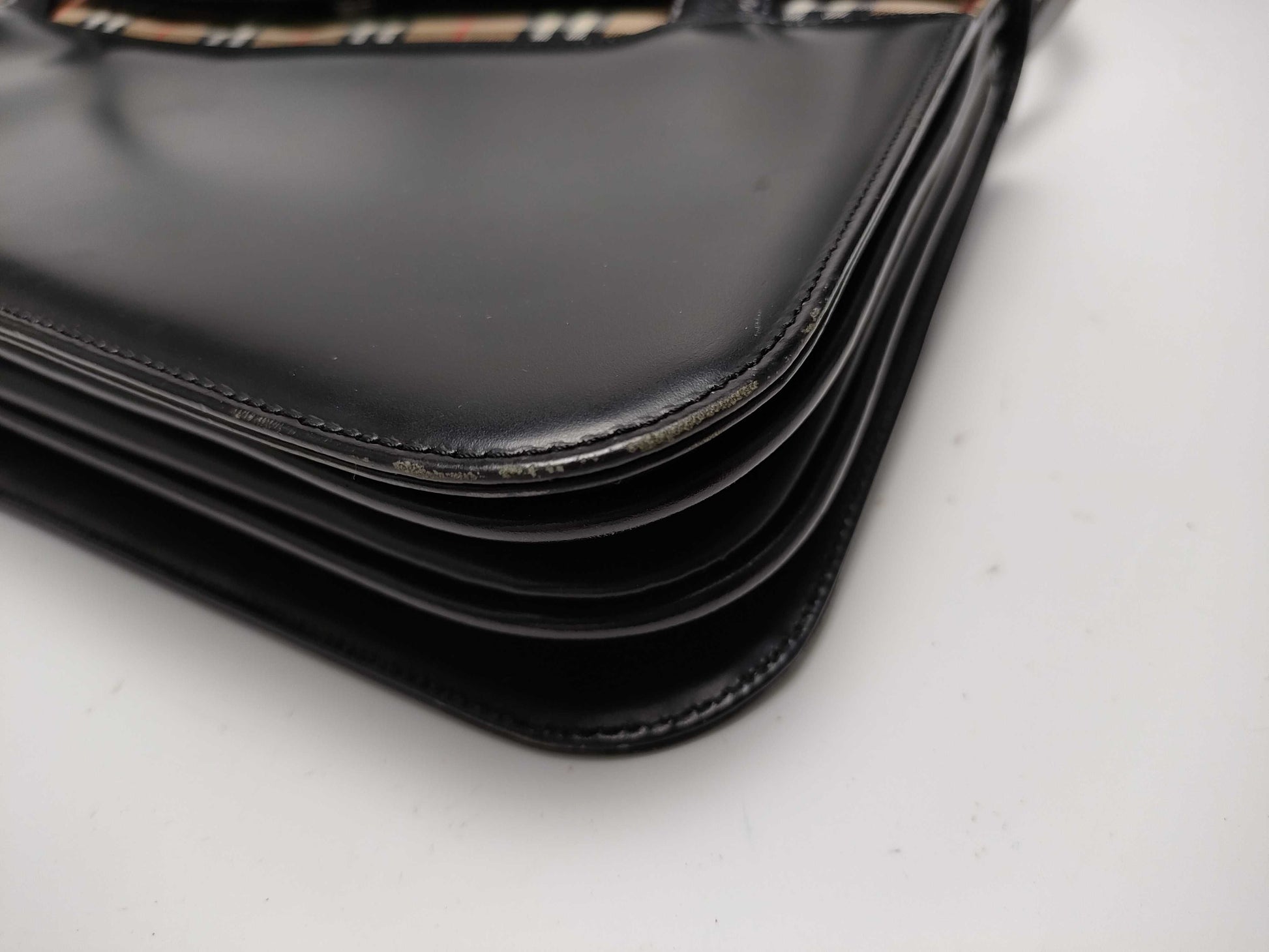 BURBERRY Leather x Nova Check Hand Shoulder Bag