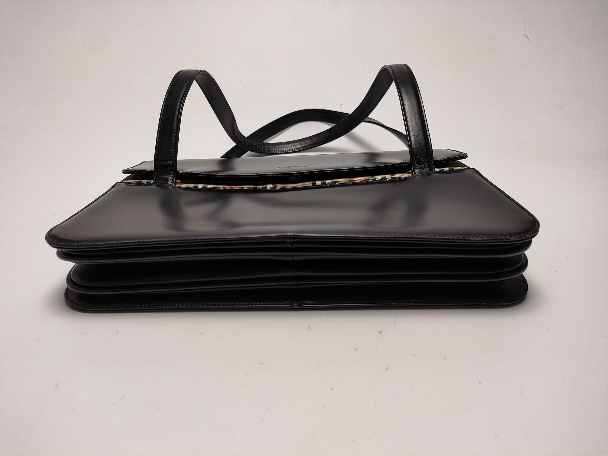 BURBERRY Leather x Nova Check Hand Shoulder Bag