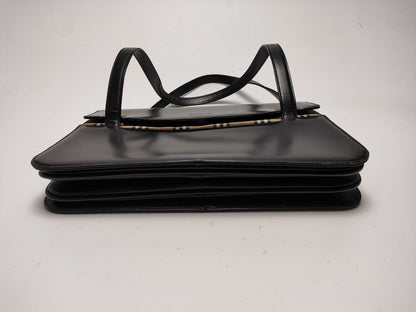 BURBERRY Leather x Nova Check Hand Shoulder Bag