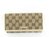 GUCCI GG Long Wallet Canvas White Leather Wallet