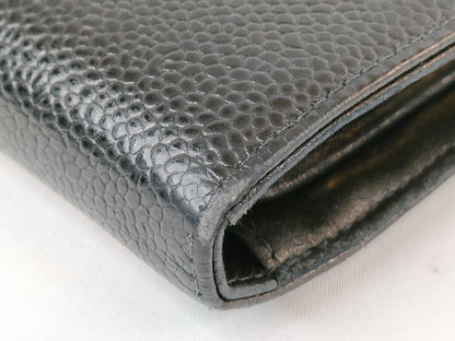 CHANEL Caviar Leather Clasp Long Wallet