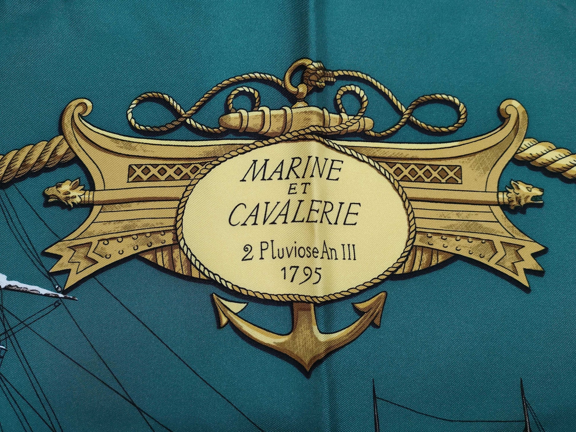HERMES Carré 90 Marine et Cavalerie Scarf