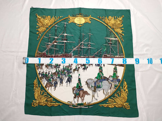 HERMES Carré 90 Marine et Cavalerie Scarf