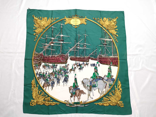 HERMES Carré 90 Marine et Cavalerie Scarf