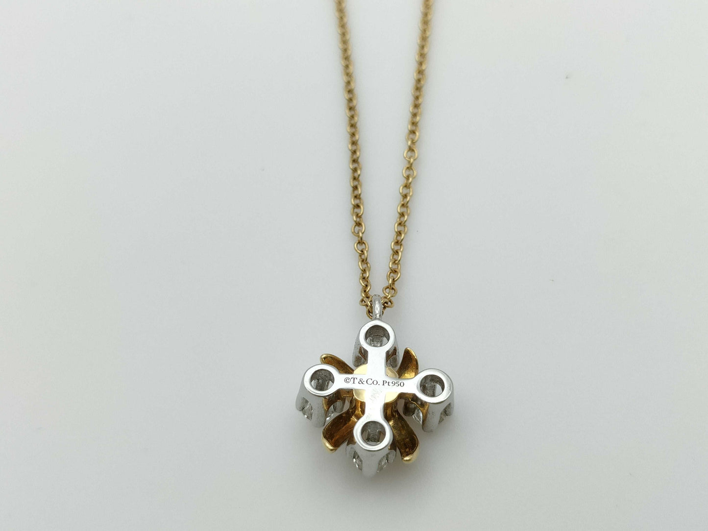Tiffany&Co. Jean Che Lainberget 4PD Pt950/K18 3.6g Necklace 