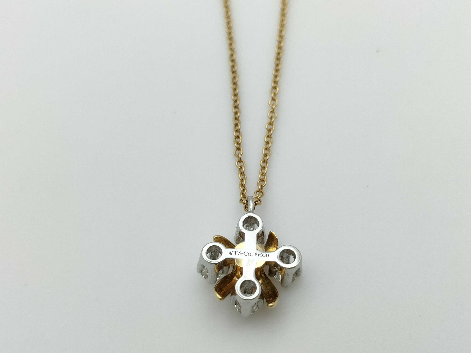 Tiffany&Co. Jean Che Lainberget 4PD Pt950/K18 3.6g Necklace 