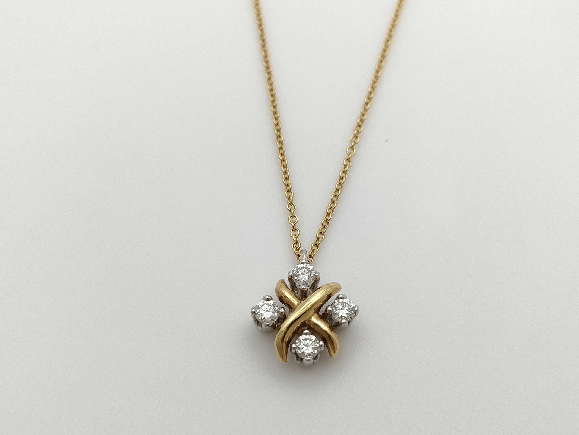 Tiffany&Co. Jean Che Lainberget 4PD Pt950/K18 3.6g Necklace 