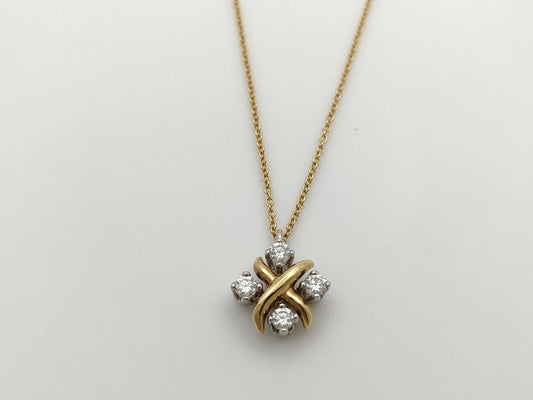 Tiffany&Co. Jean Che Lainberget 4PD Pt950/K18 3.6g Necklace 