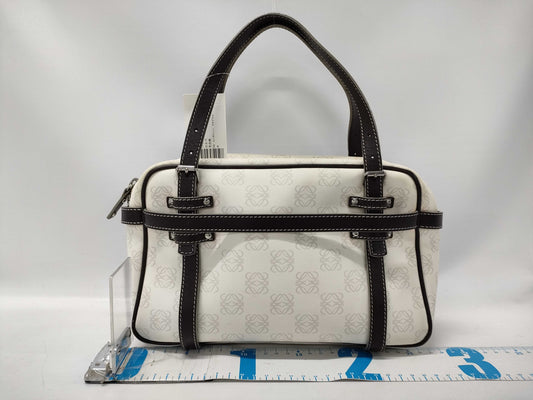 LOEWE PVC Mini Boston Anagram White Shoulder Bag