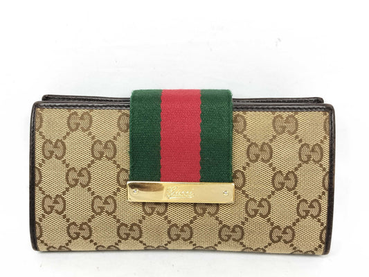 GUCCI GG Long Wallet Sherry Band Wallet