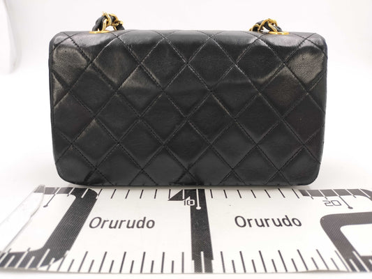 CHANEL Black Lambskin Mini Matelasse Single Chain Shoulder Bag