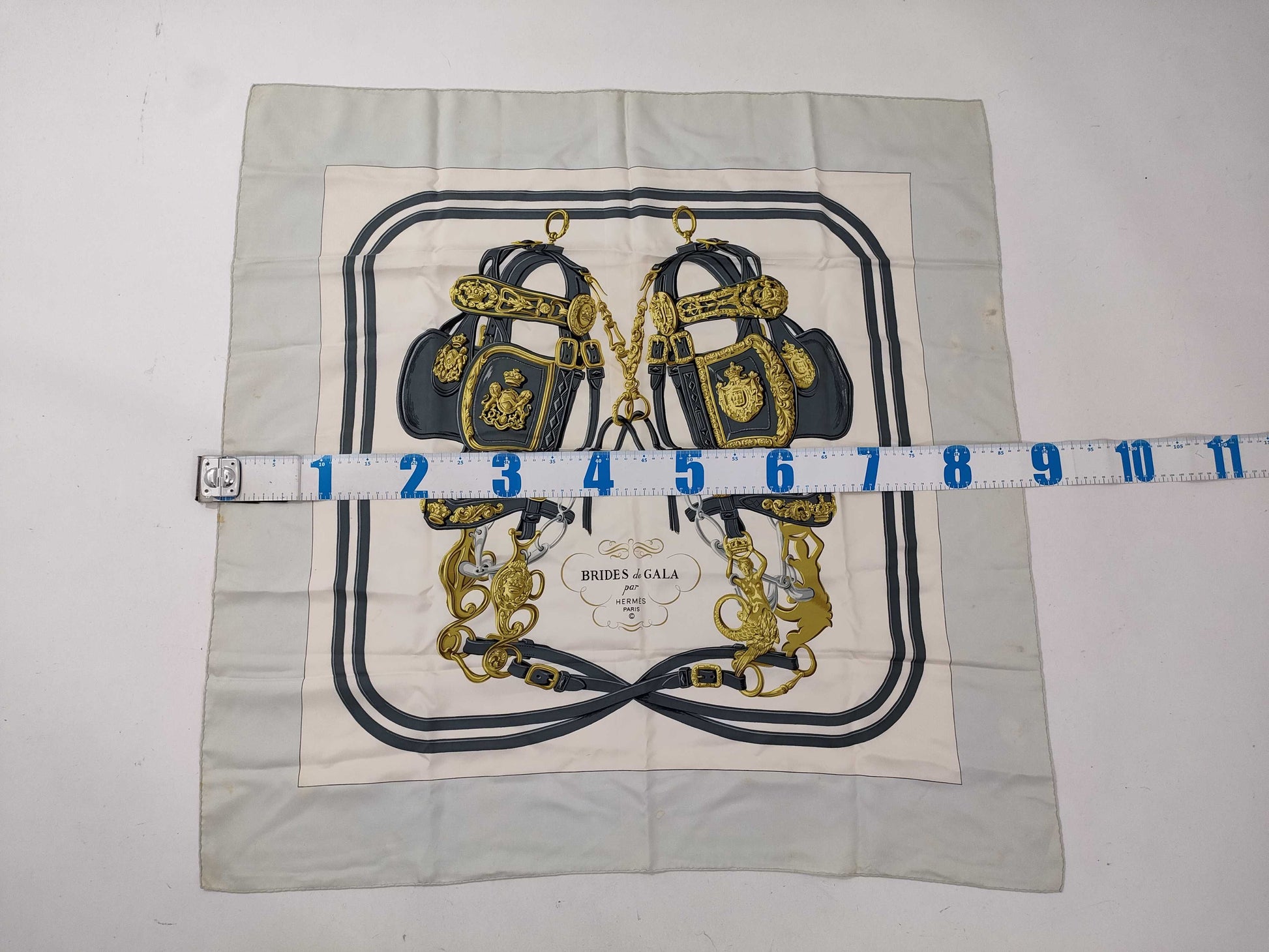 HERMES Carré 90 Brides de Gala Yellow Scarf