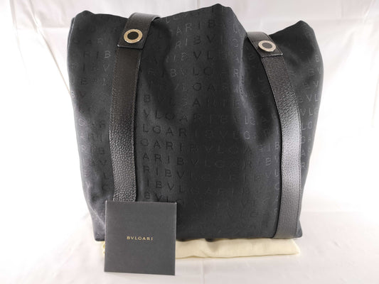 BVLGARI Logomania Canvas/Leather Tote Bag