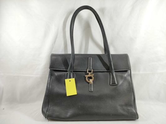Salvatore Ferragamo black leather handbag