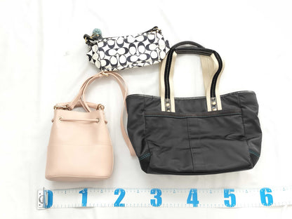 FURLA 2-Way Bucket Bag / Coach Nylon Handbag with Pouch 
