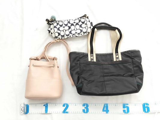 FURLA 2-Way Bucket Bag / Coach Nylon Handbag with Pouch 