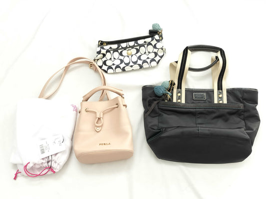 FURLA 2-Way Bucket Bag / Coach Nylon Handbag with Pouch 