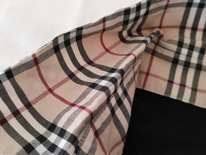 BURBERRY Short Sleeve T-Shirt / Collar and Sleeve Nova Check / Black T-Shirt