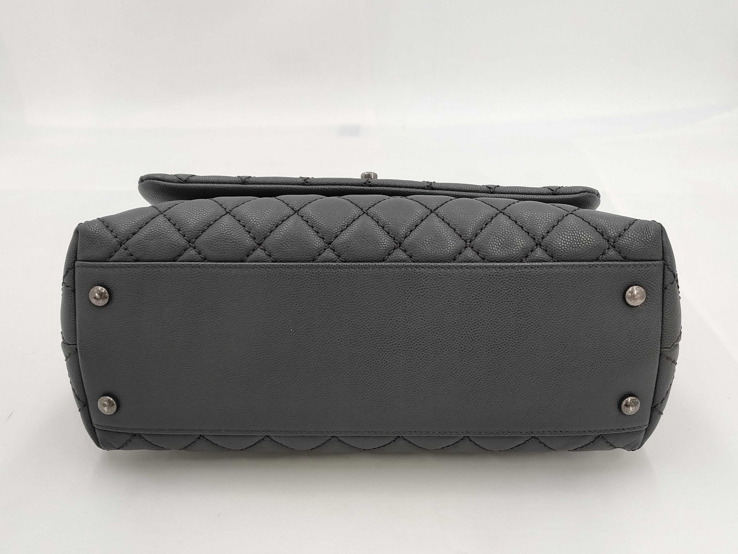 CHANEL Caviar Skin Top Handle Caviar Skin Turnlock Shoulder Bag