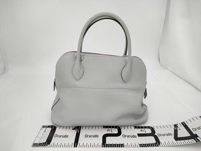 HERMES Bolide 31 Taurillon Clemence Leather Handbag in Pastel Blue with Silver Hardware [Stamped] D