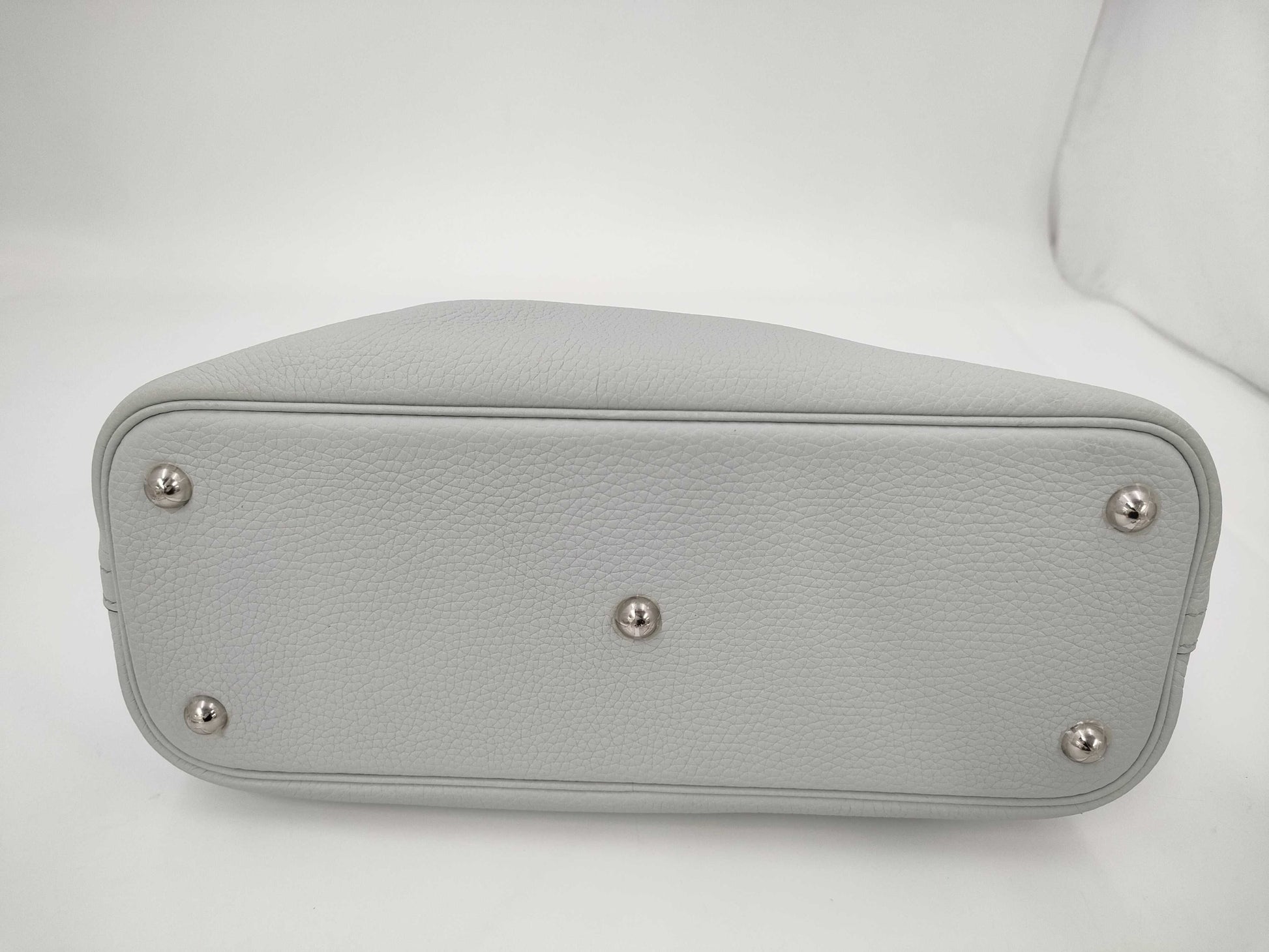 HERMES Bolide 31 Taurillon Clemence Leather Handbag in Pastel Blue with Silver Hardware [Stamped] D