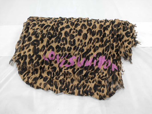 LOUIS VUITTON Brown Leopard Print Scarf
