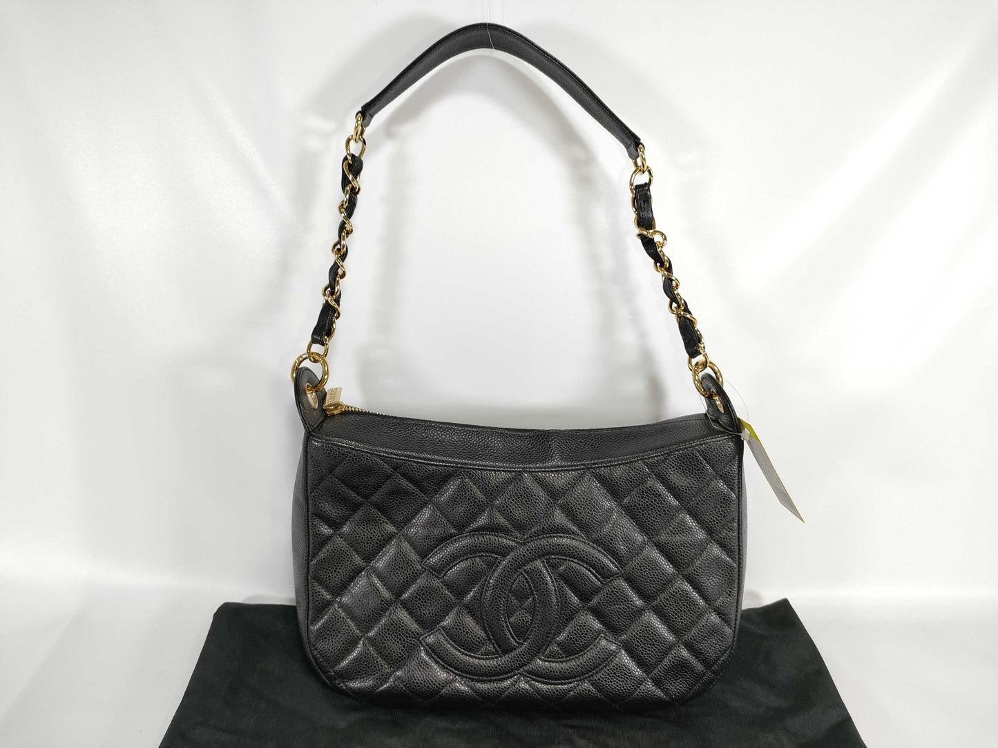 CHANEL Caviar Leather Matelasse Deca Coco Chain One Lowder Bag, No. 9, Black Shoulder Bag
