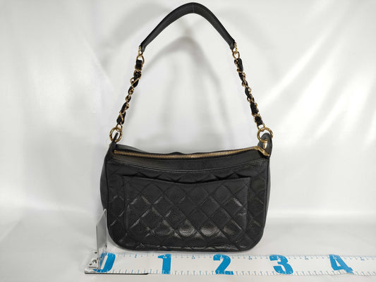 CHANEL Caviar Leather Matelasse Deca Coco Chain One Lowder Bag, No. 9, Black Shoulder Bag