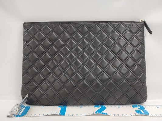 CHANEL Lambskin Matelasse Second Clutch Bag