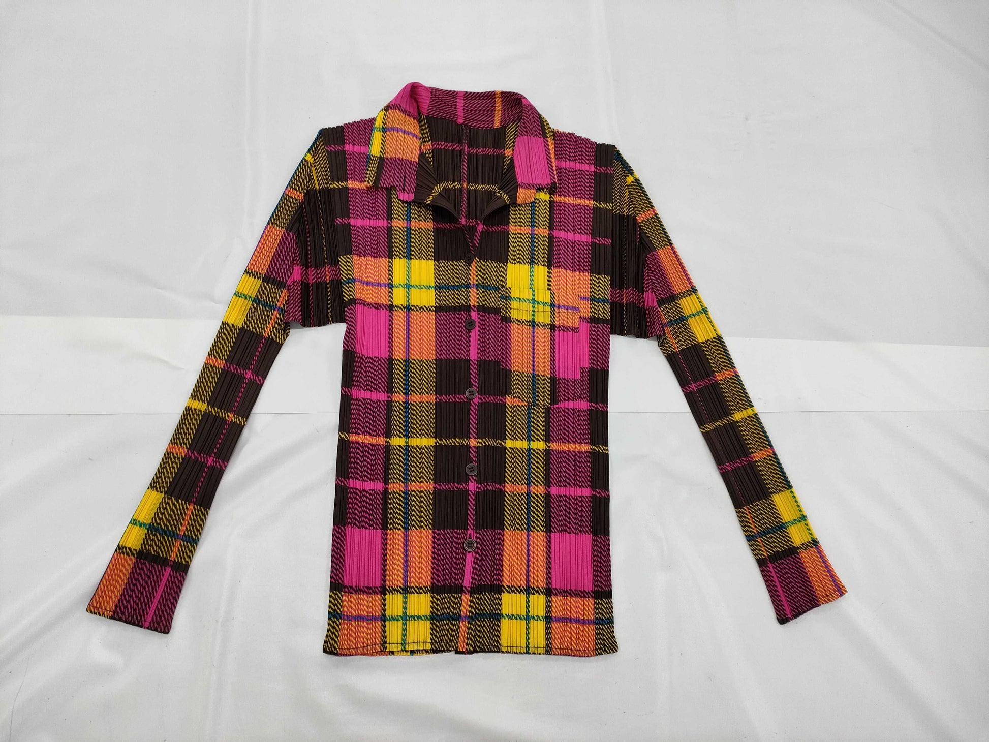 ISSEY MIYAKE Pleats Please Patterned Shirt Check Top
