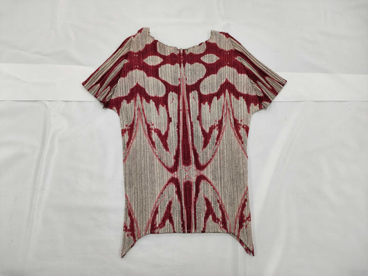 ISSEY MIYAKE Pleats Please Patterned Top, Red Top