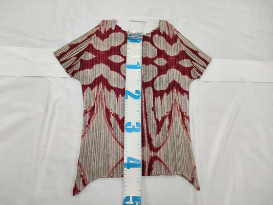 ISSEY MIYAKE Pleats Please Patterned Top, Red Top