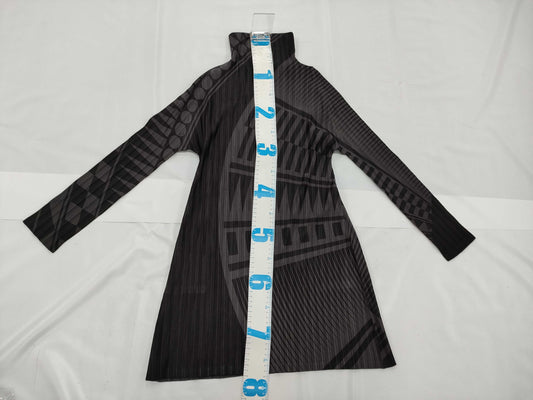 ISSEY MIYAKE Pleats Please Patterned High Neck Monotone Top