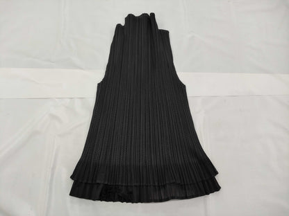 ISSEY MIYAKE Pleats Please Sleeveless High Neck Ruffle Top