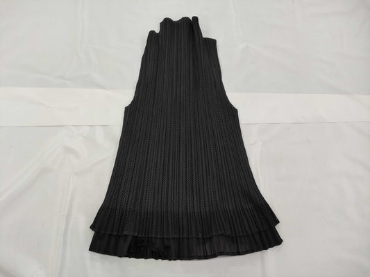 ISSEY MIYAKE Pleats Please Sleeveless High Neck Ruffle Top