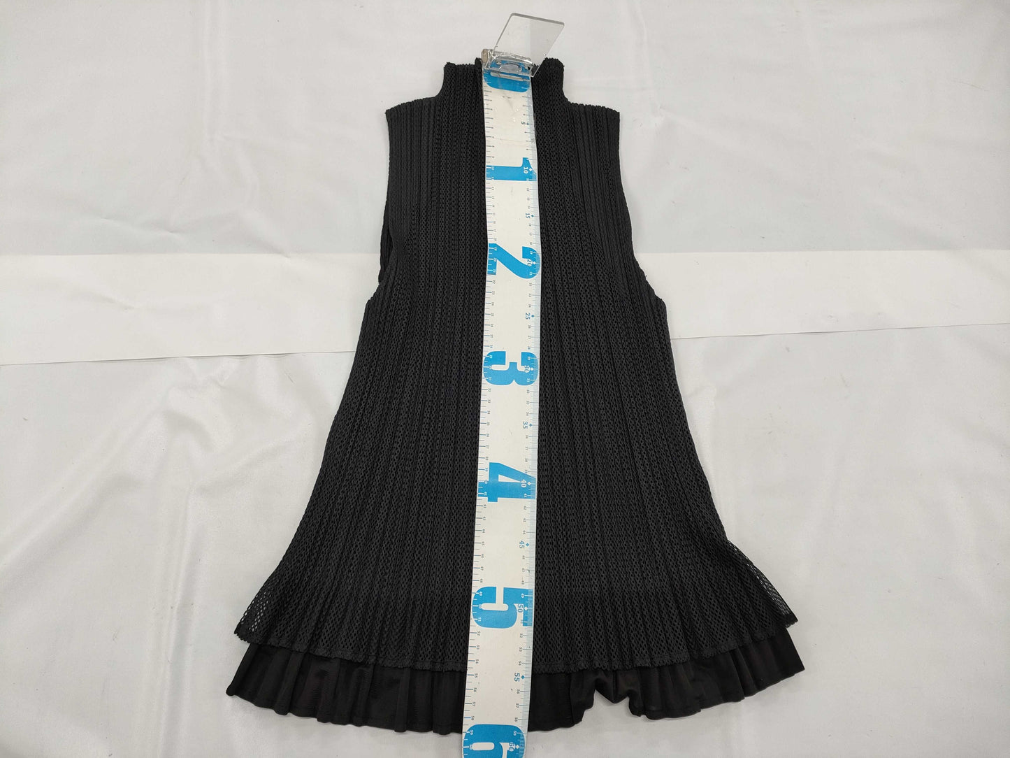 ISSEY MIYAKE Pleats Please Sleeveless High Neck Ruffle Top