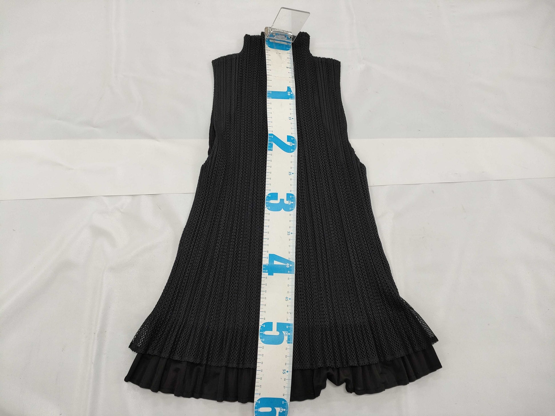 ISSEY MIYAKE Pleats Please Sleeveless High Neck Ruffle Top